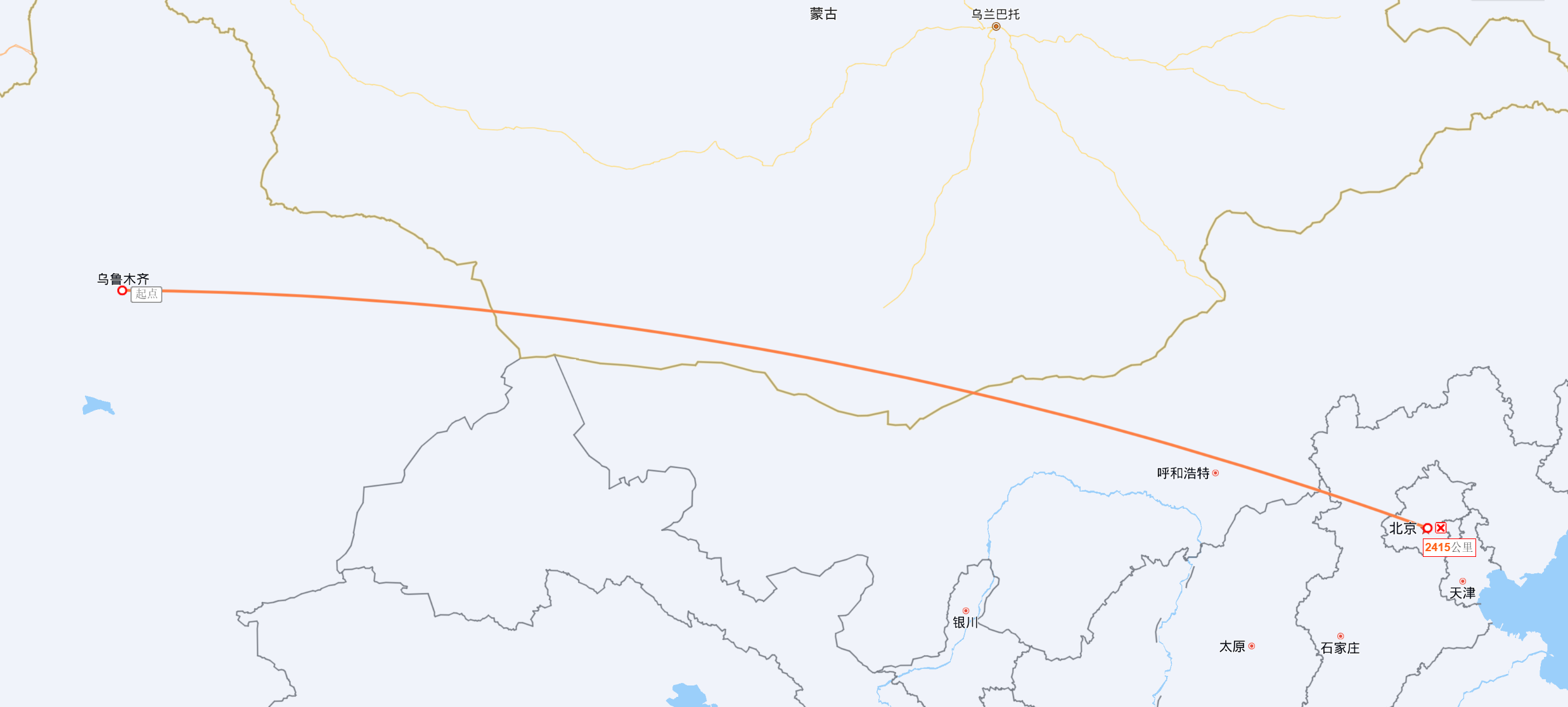 从新疆乌鲁木齐到北京的专线延时是多少？